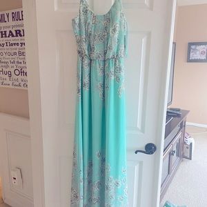 Eliza J Mint Chiffon Floral Maxi Dress Size 8